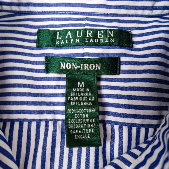 Lauren Ralph Lauren Men's Blue/White Striped Dress Shirt Size Medium - Picture 7 of 8